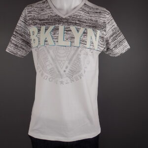 White & Grey Dual Design "Brooklyn" V Neck Short Sleeved T-Shirt.