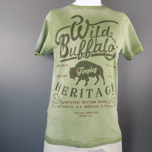 Sage Green "Wild Buffalo" USA Theme Crew Neck Short Sleeved T-Shirt