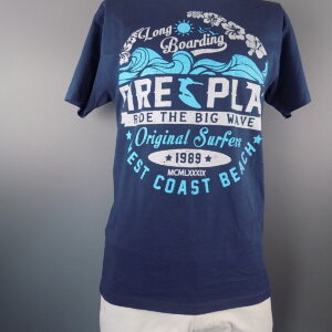 Navy Blue USA Surfboard Theme Crew Neck T-Shirt Size M/L