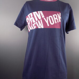 Navy Blue & Maroon New York Crew Neck Short Sleeved T-Shirt