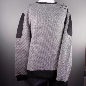 Black & Grey Houndstooth Pattern Zip Crew Neck Sweatshirt. Size XL